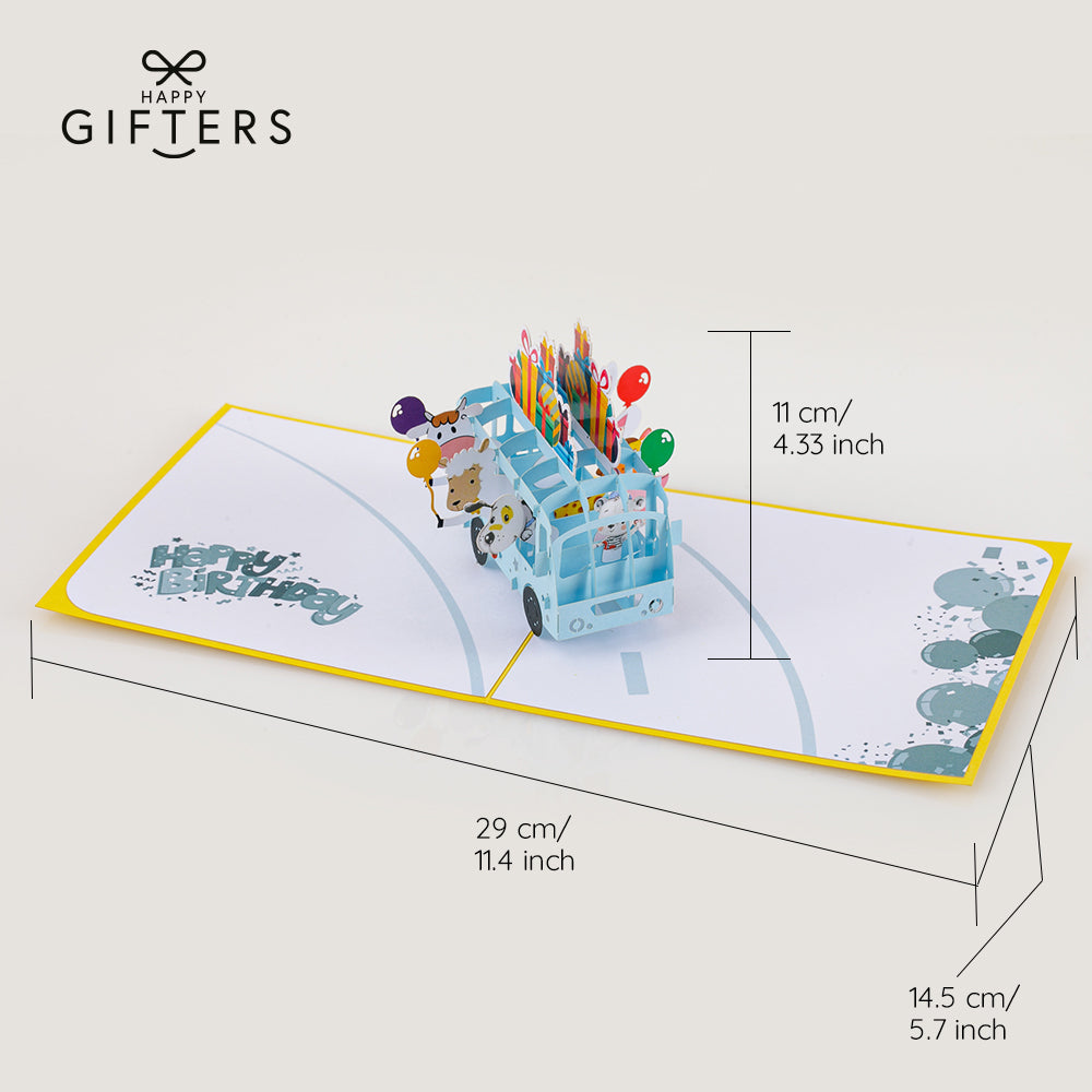 3D Pop Up Birthday Greeting Card PARTY BUS
