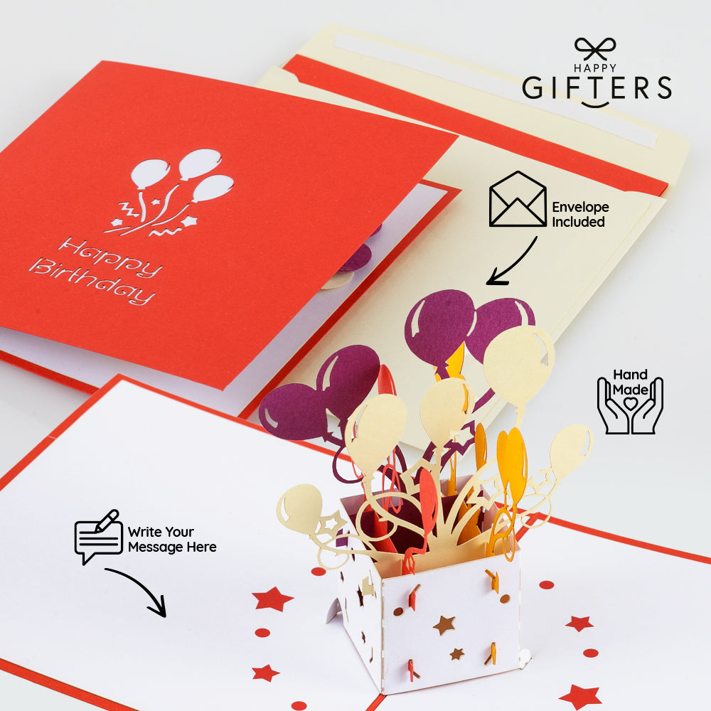 3D Pop Up Birthday Card BALOONS