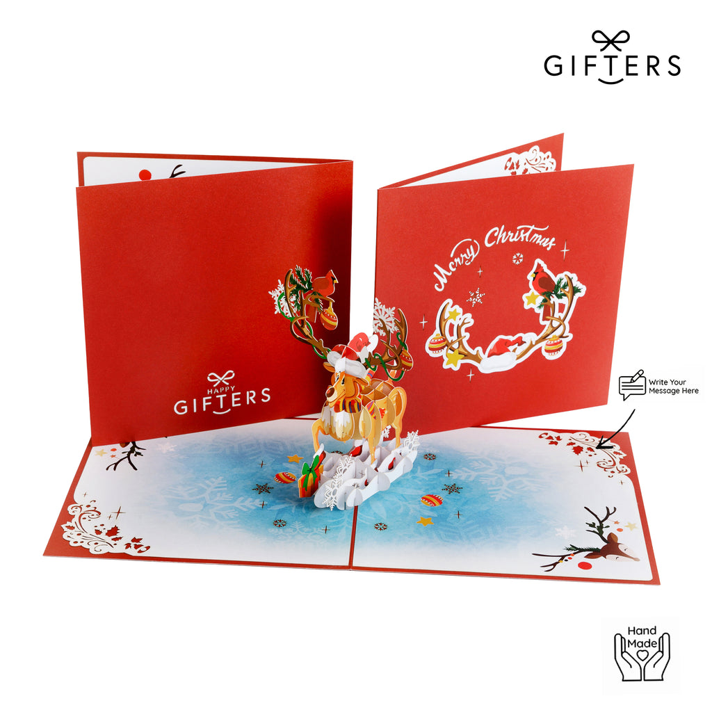 3D Pop Up Christmas Card REINDEER