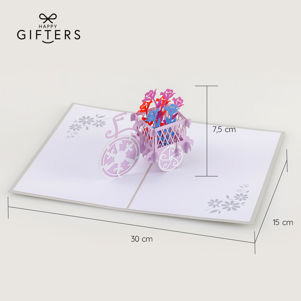 3D Pop Up FLOWER BASKET Greeting Card