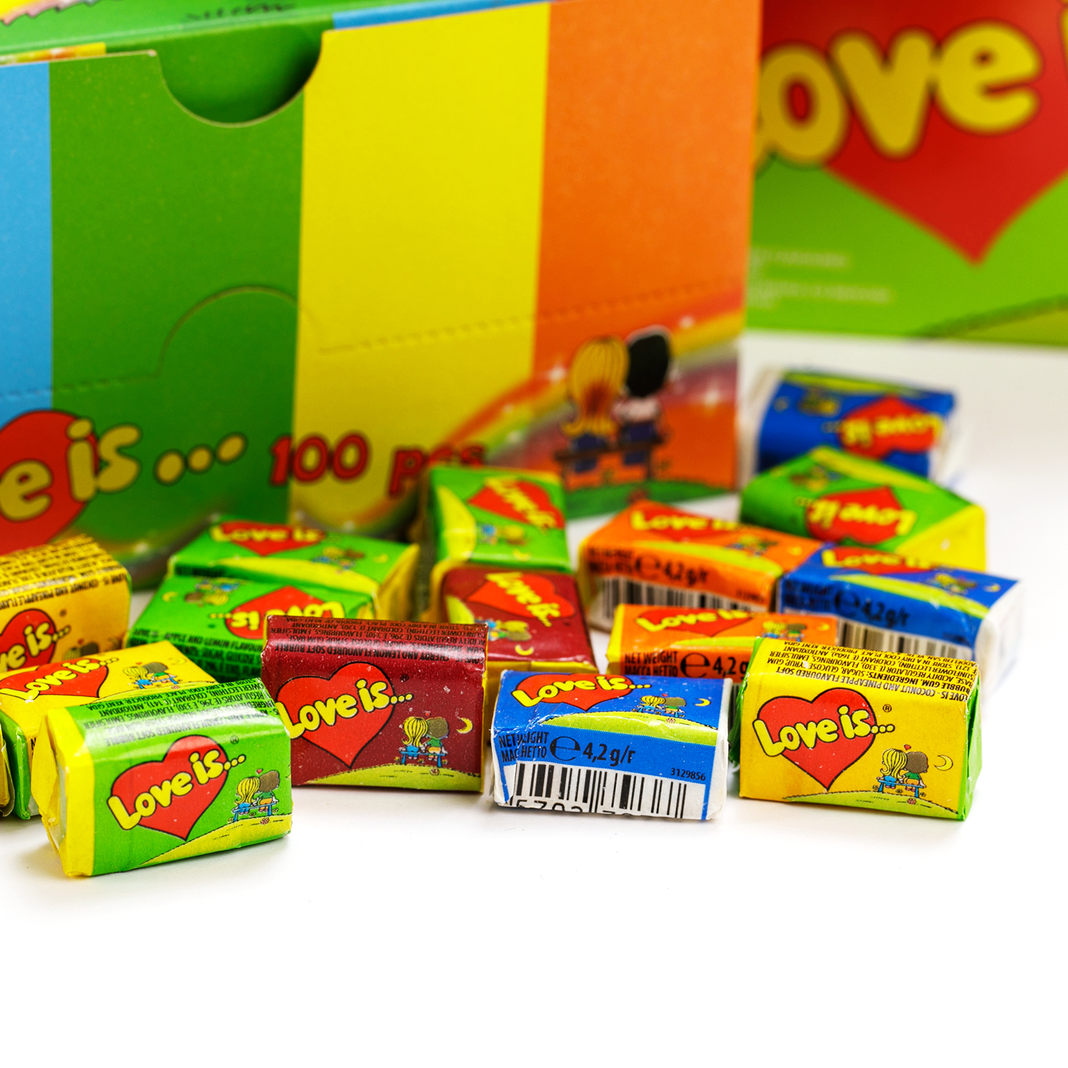 Love Is Bubble Gum Candy 4 to 5 Nostalgic Flavors Assorted, 100pcs