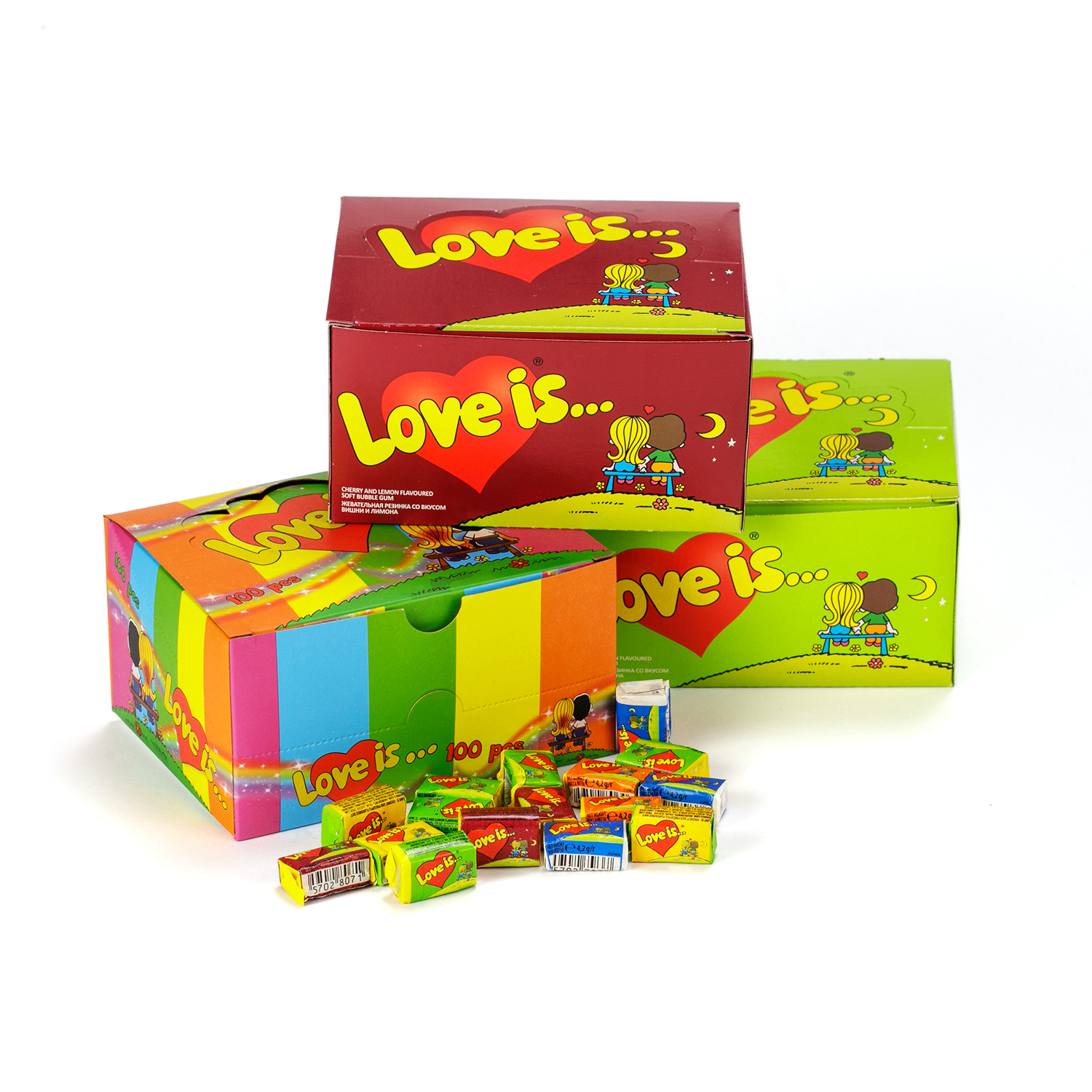 Love Is Bubble Gum Candy 4 to 5 Nostalgic Flavors Assorted, 100pcs