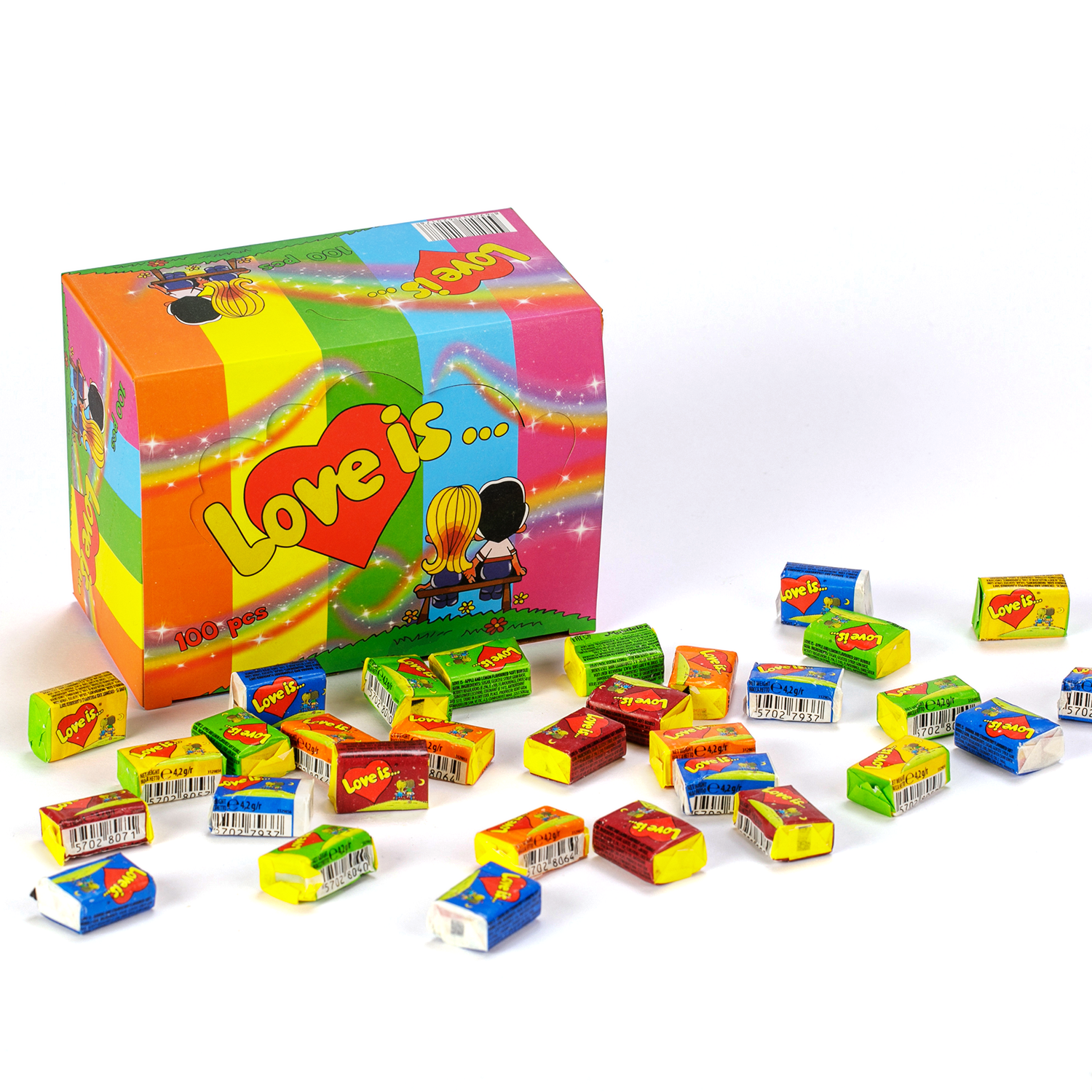 Love Is Bubble Gum Candy 4 to 5 Nostalgic Flavors Assorted, 100pcs
