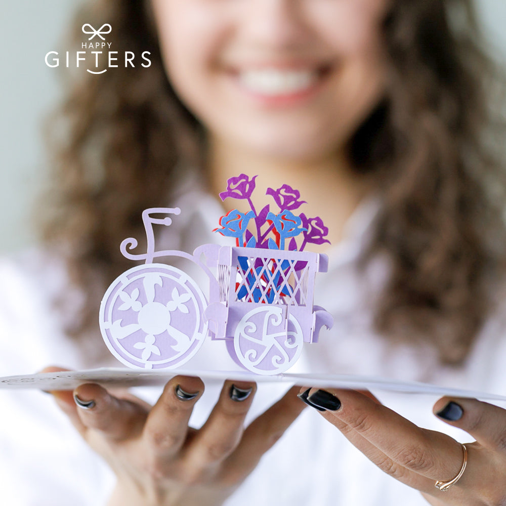 3D Pop Up FLOWER BASKET Greeting Card