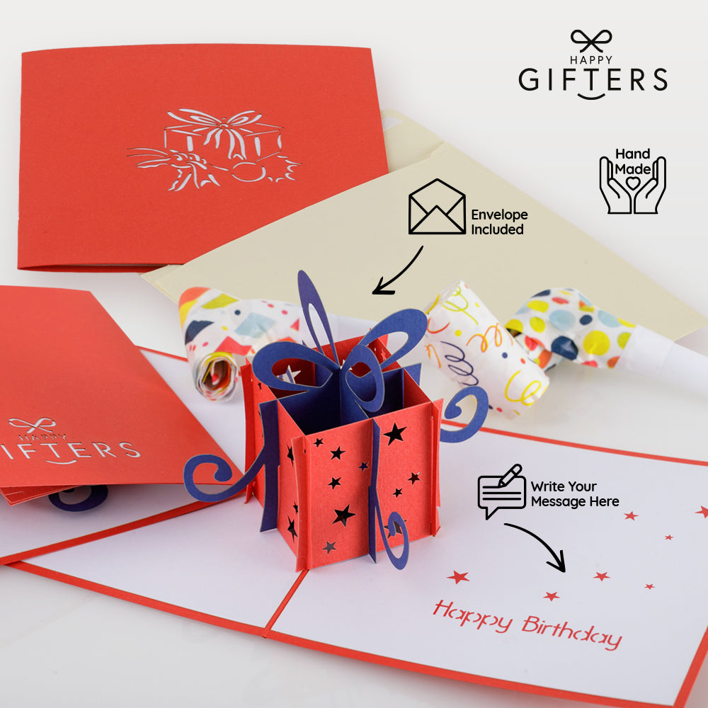 3D Pop Up Greeting Card BIRTHDAY GIFT BOX