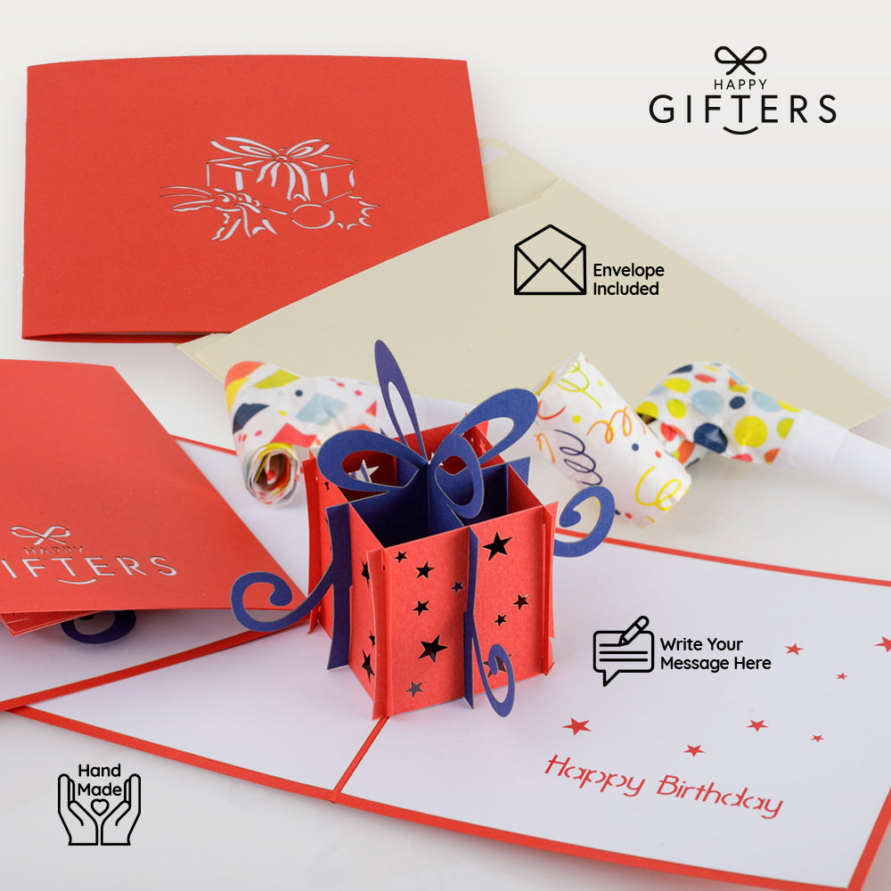 3D Pop Up Greeting Card BIRTHDAY GIFT BOX