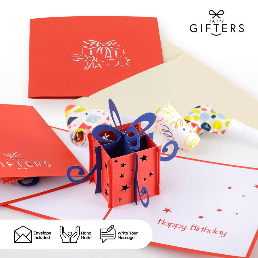 3D Pop Up Greeting Card BIRTHDAY GIFT BOX