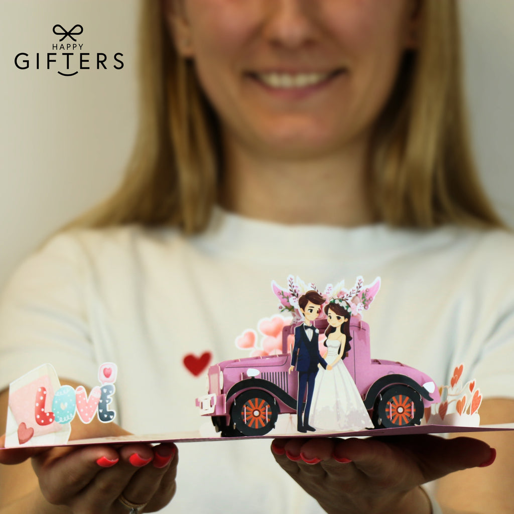 3D Pop Up Greeting Card WEDDING CAR