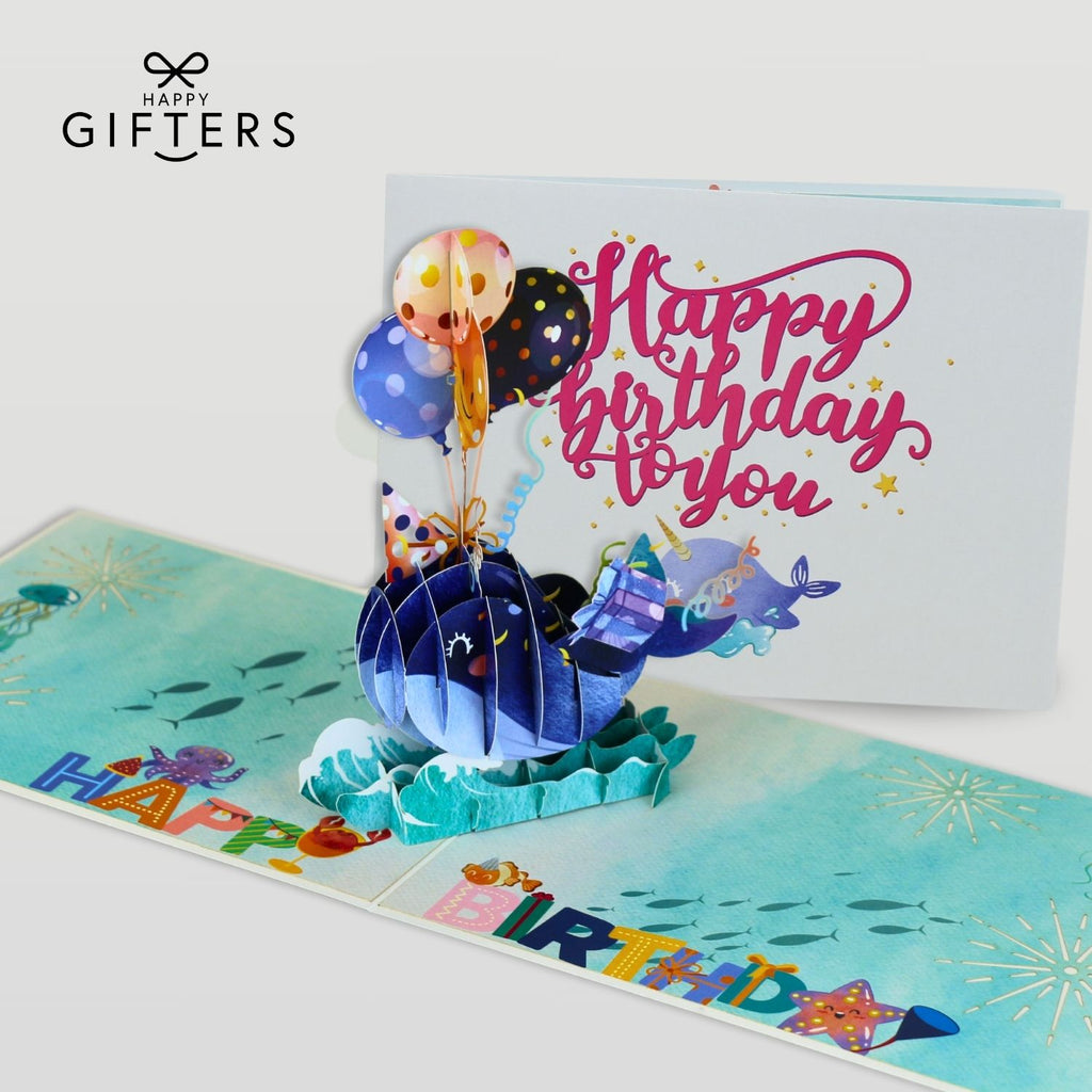 3D Pop Up Greeting Card BIRTHDAY WHALE