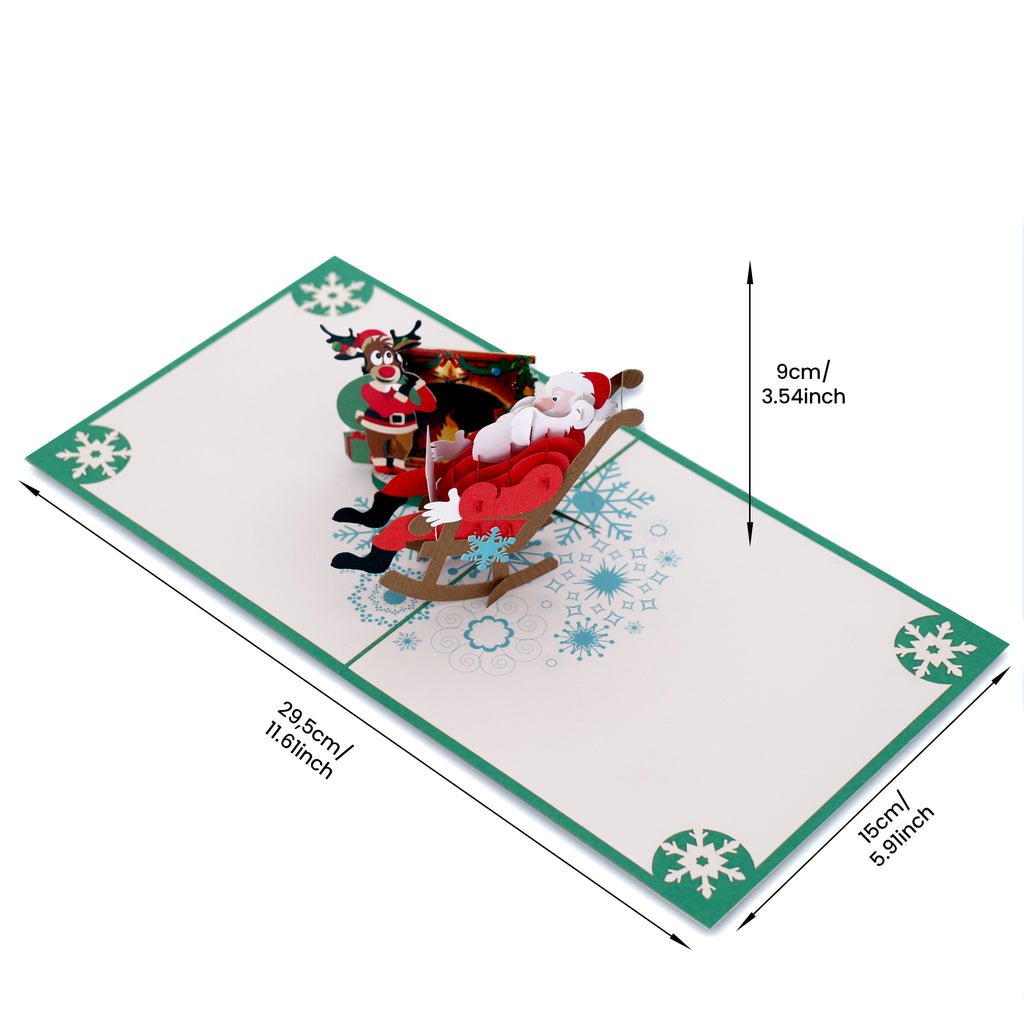 3D Pop Up Christmas Card SANTA CLAUS FIREPLACE