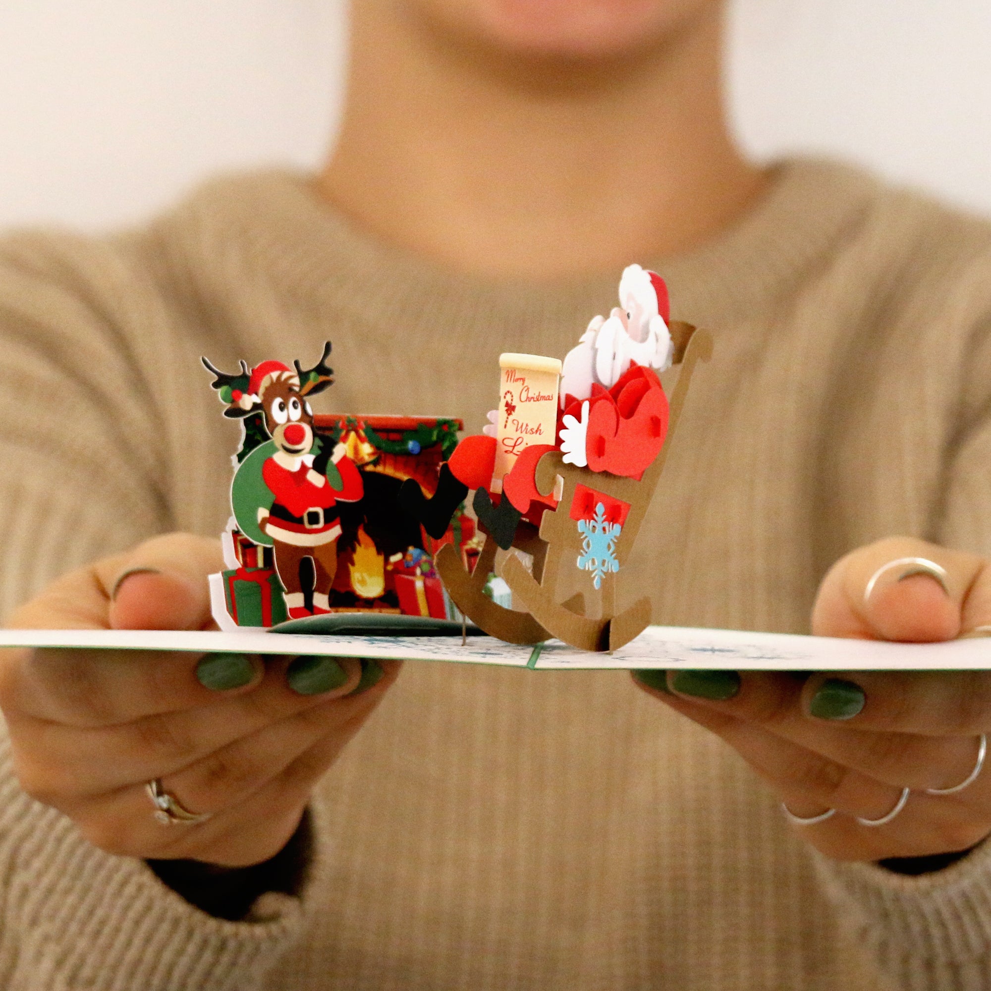 3D Pop Up Christmas Card SANTA CLAUS FIREPLACE