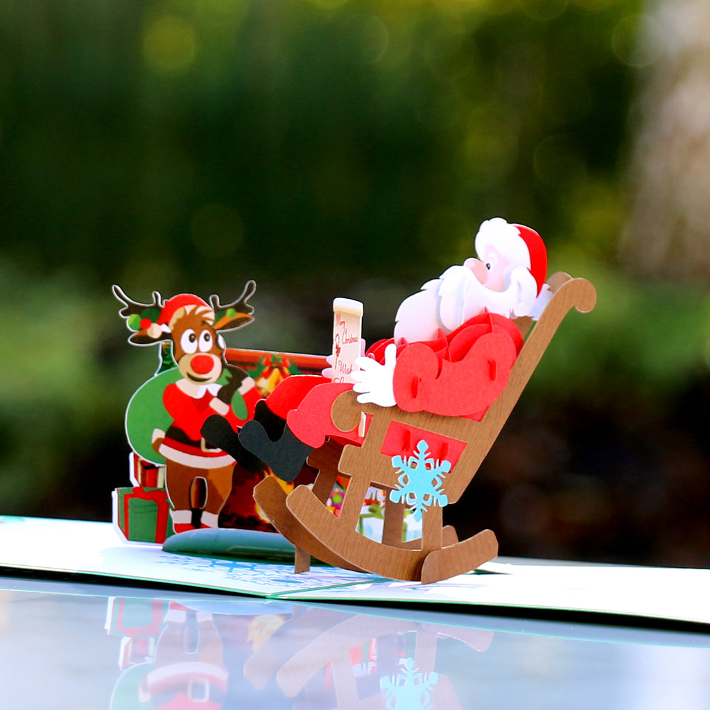 3D Pop Up Christmas Card SANTA CLAUS FIREPLACE