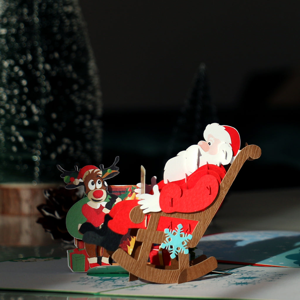 3D Pop Up Christmas Card SANTA CLAUS FIREPLACE