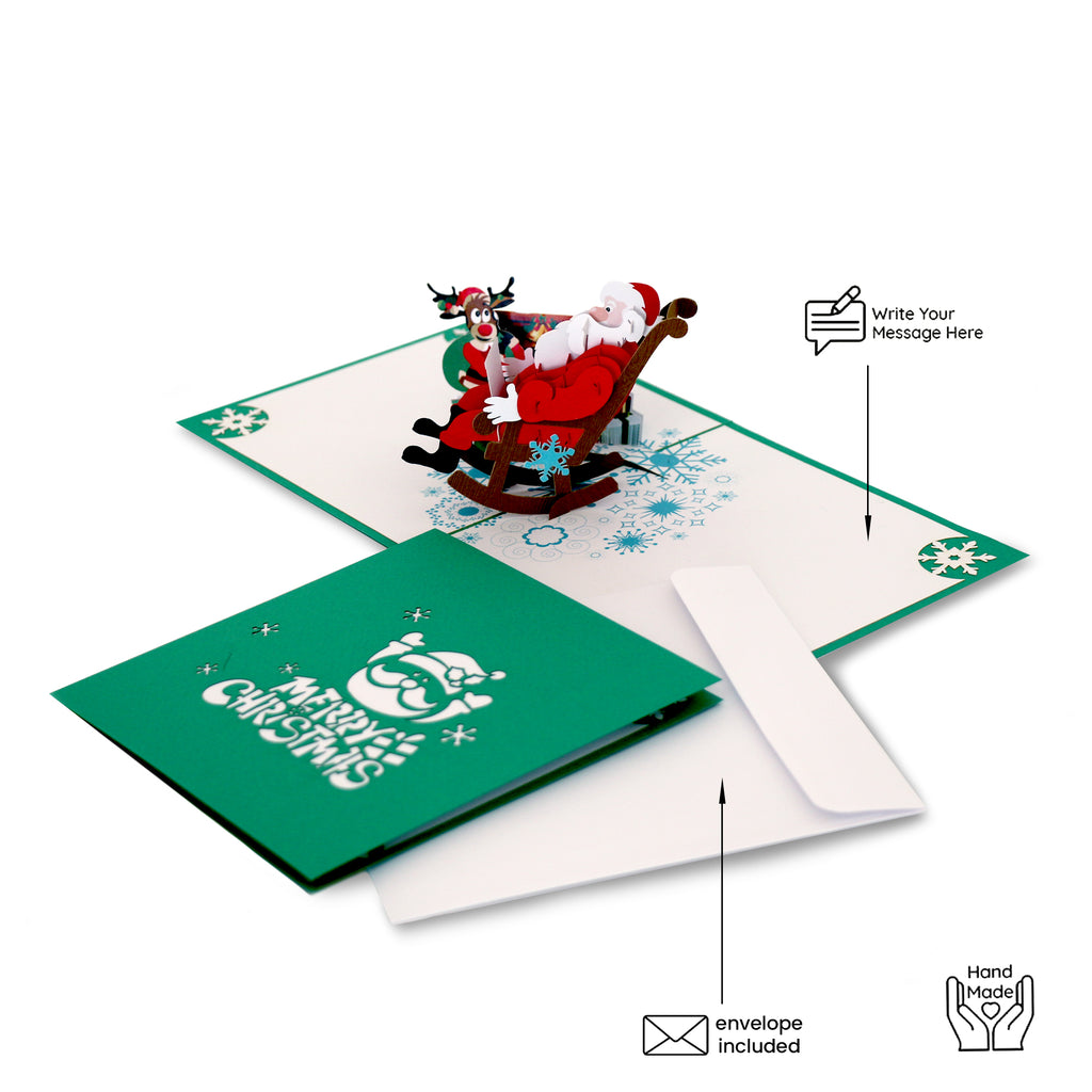 3D Pop Up Christmas Card SANTA CLAUS FIREPLACE