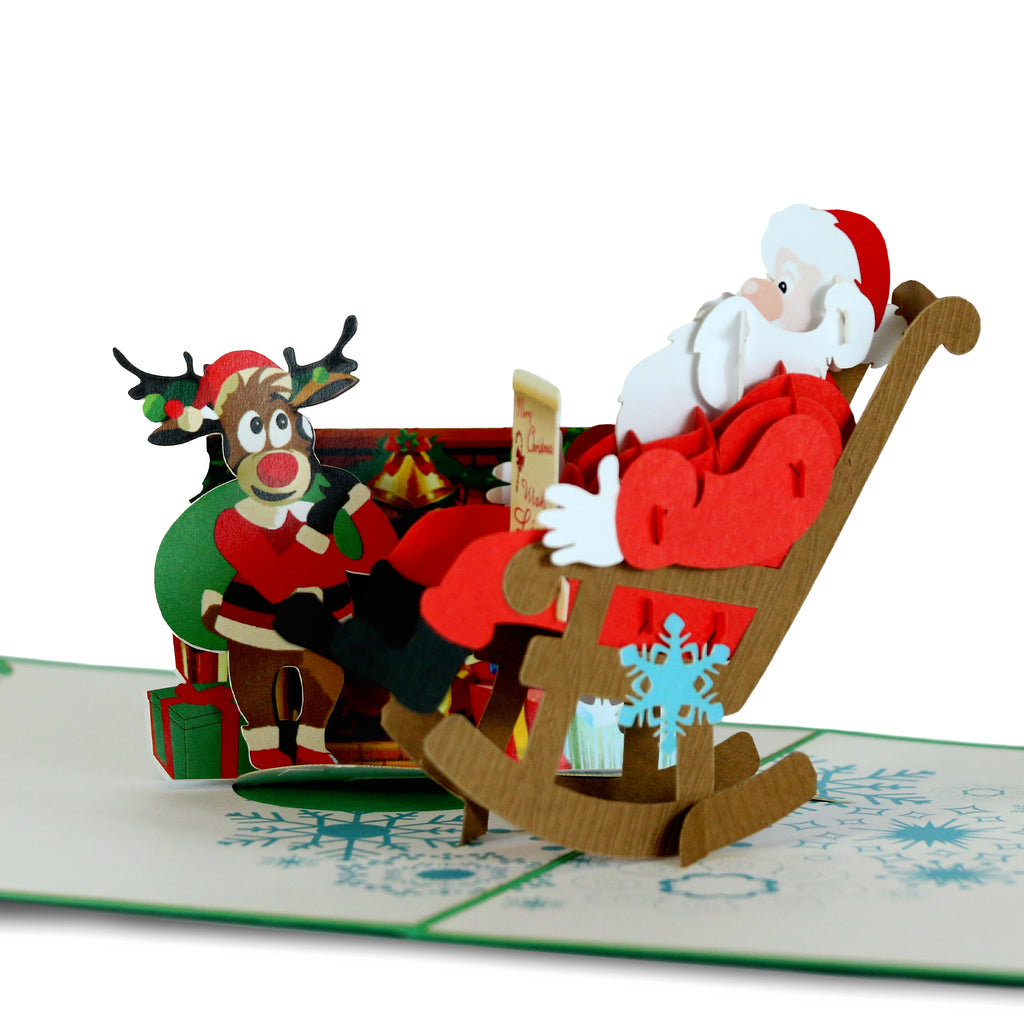 3D Pop Up Christmas Card SANTA CLAUS FIREPLACE