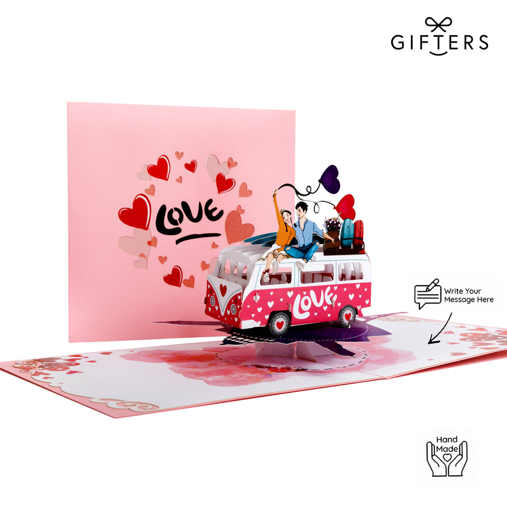 3D Pop Up Greeting Card LOVE BUS