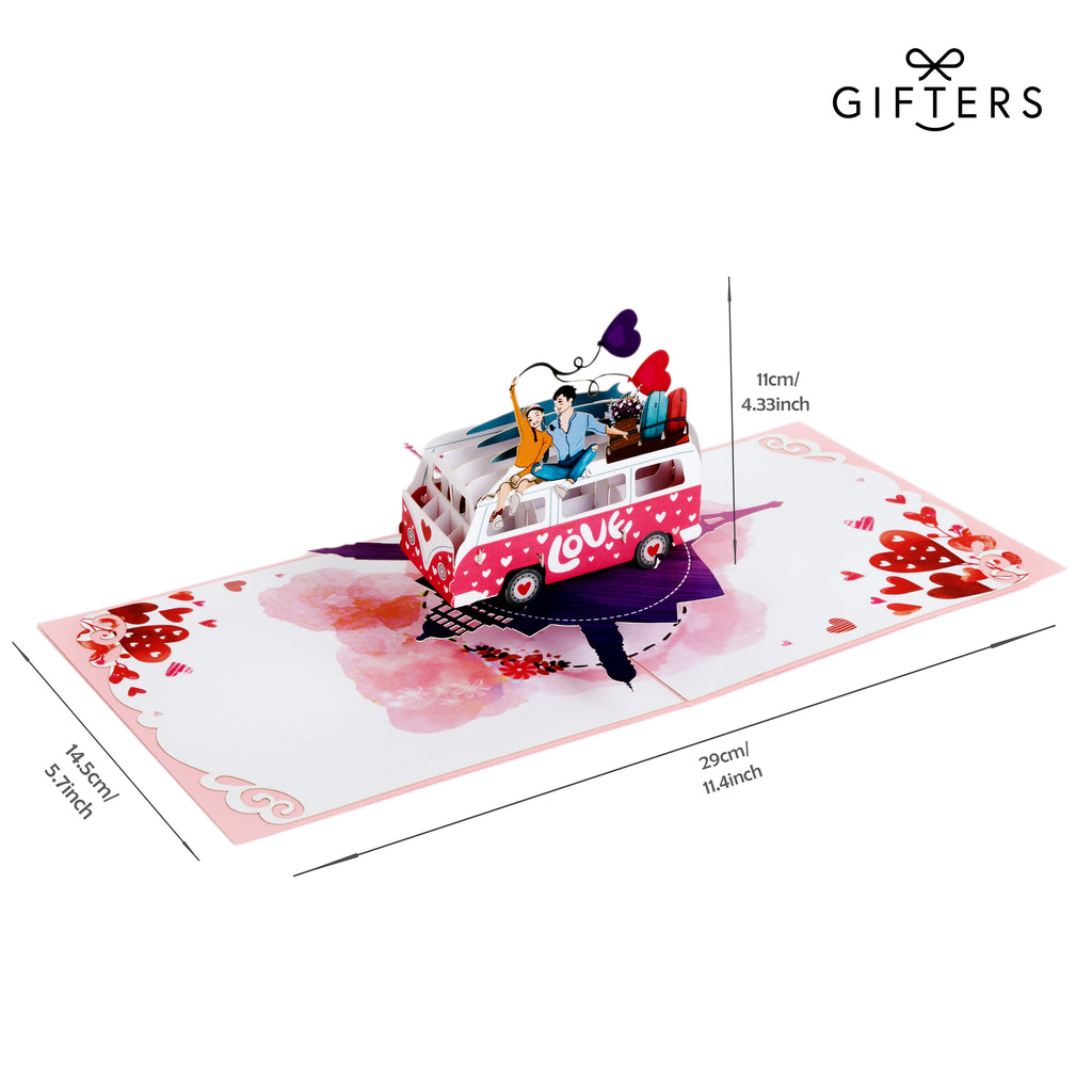 3D Pop Up Greeting Card LOVE BUS
