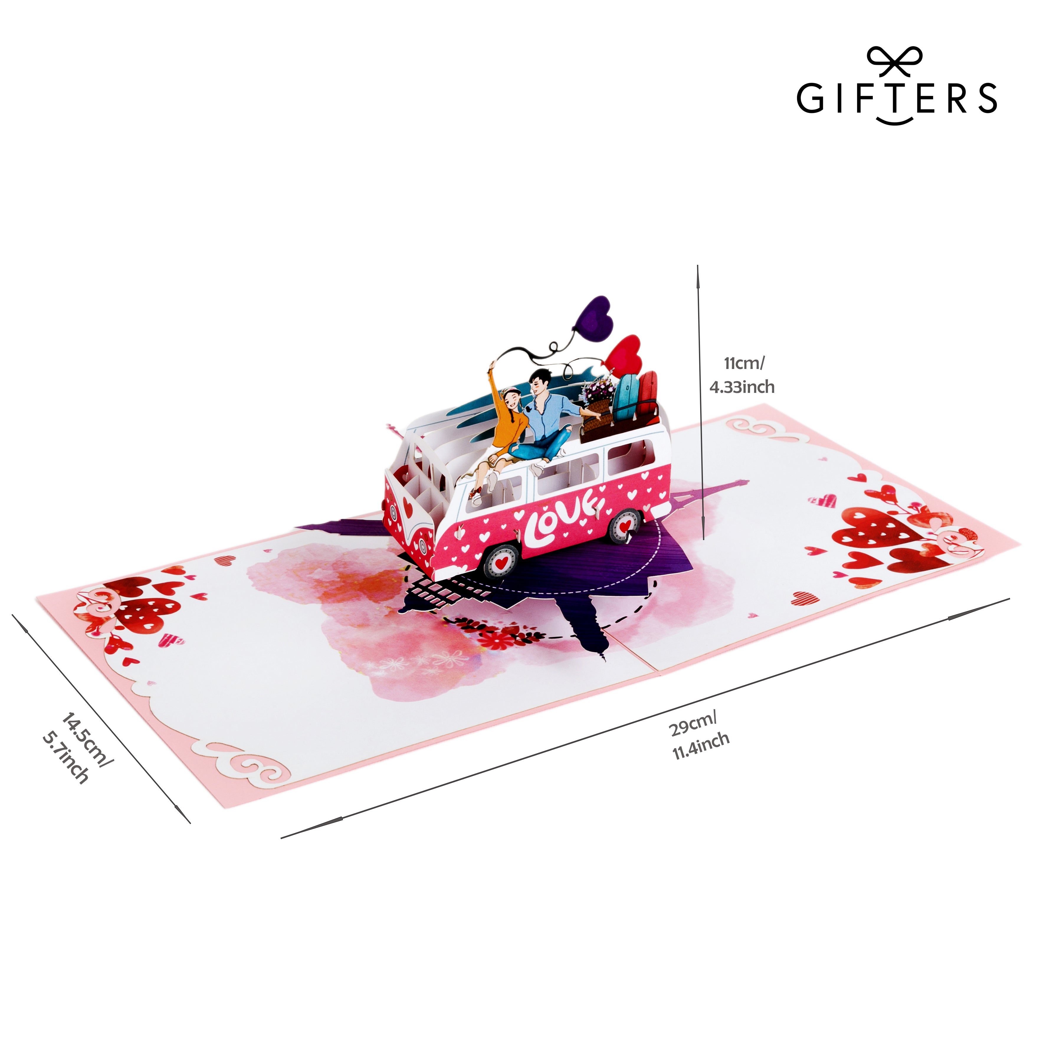 3D Pop Up Greeting Card LOVE BUS