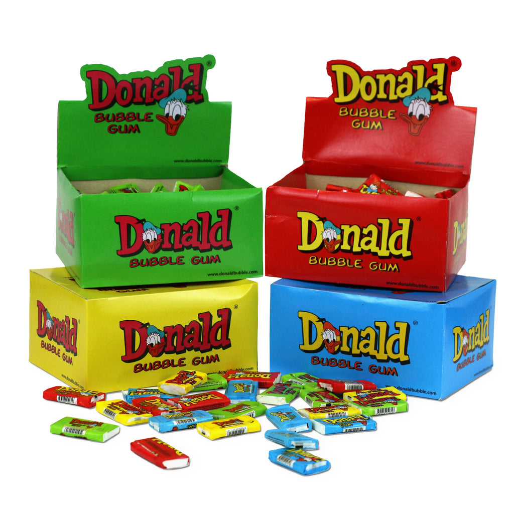 Donald Bubble Gum - 100 Pieces of Randomly Selected Flavor (1 of 4) - Nostalgic Bubblegum Candy - Collectible Retro Donald Chewing Gum Treat
