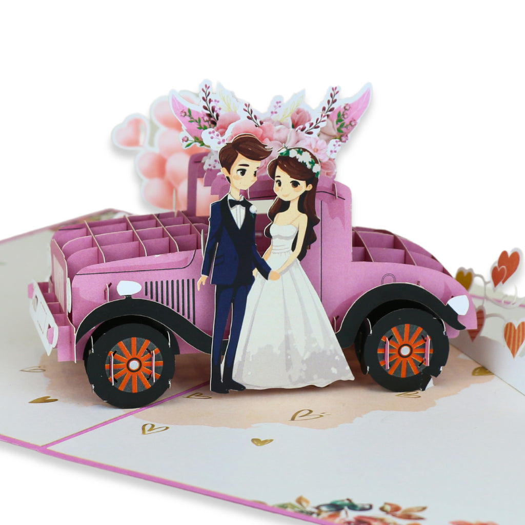 3D Pop Up Greeting Card WEDDING CAR