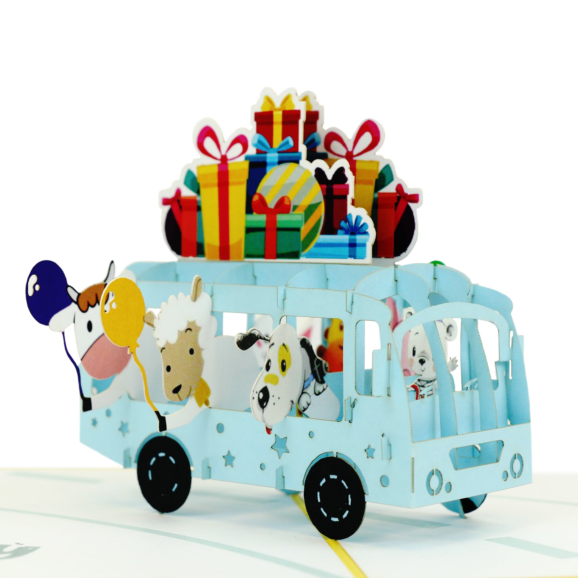 3D Pop Up Birthday Greeting Card PARTY BUS