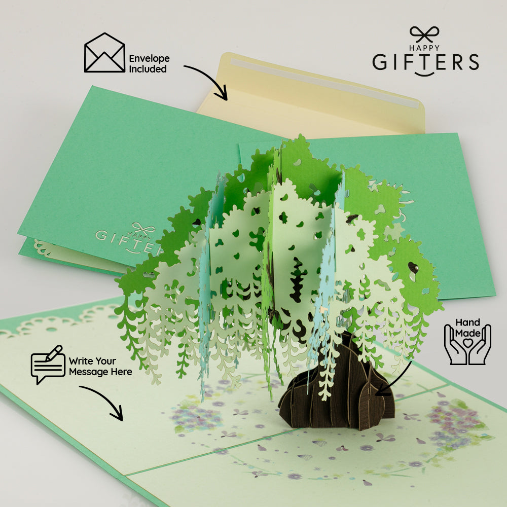 3D Pop Up Greeting Card WILLOW TREE