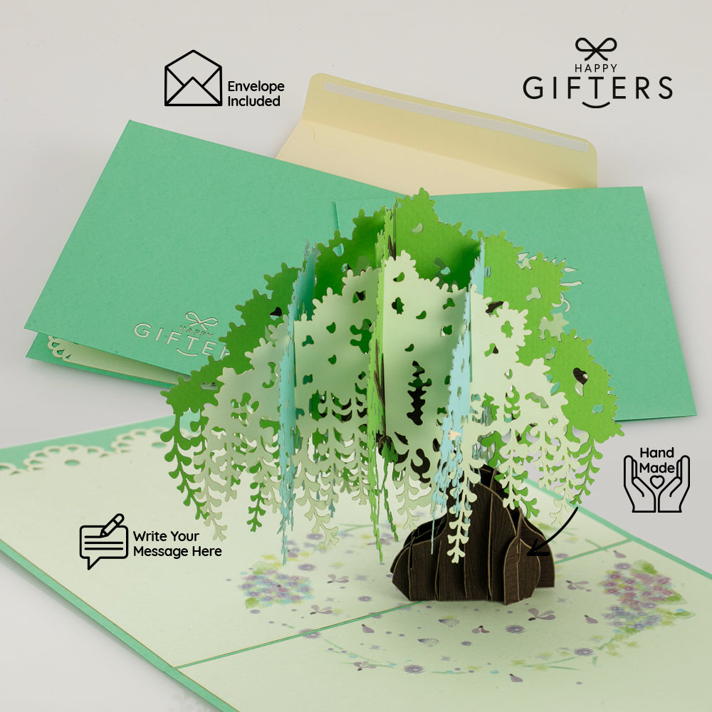 3D Pop Up Greeting Card WILLOW TREE