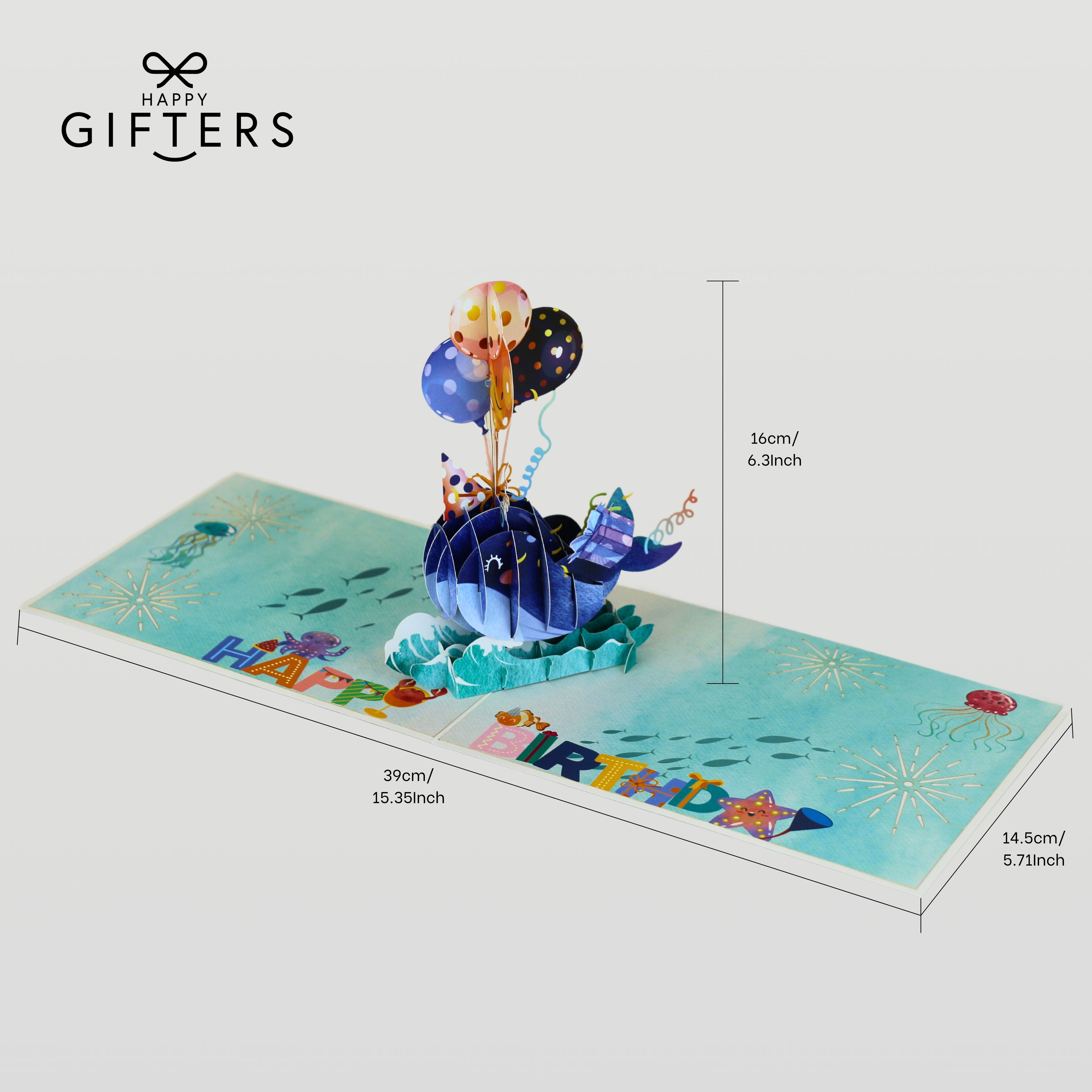 3D Pop Up Greeting Card BIRTHDAY WHALE