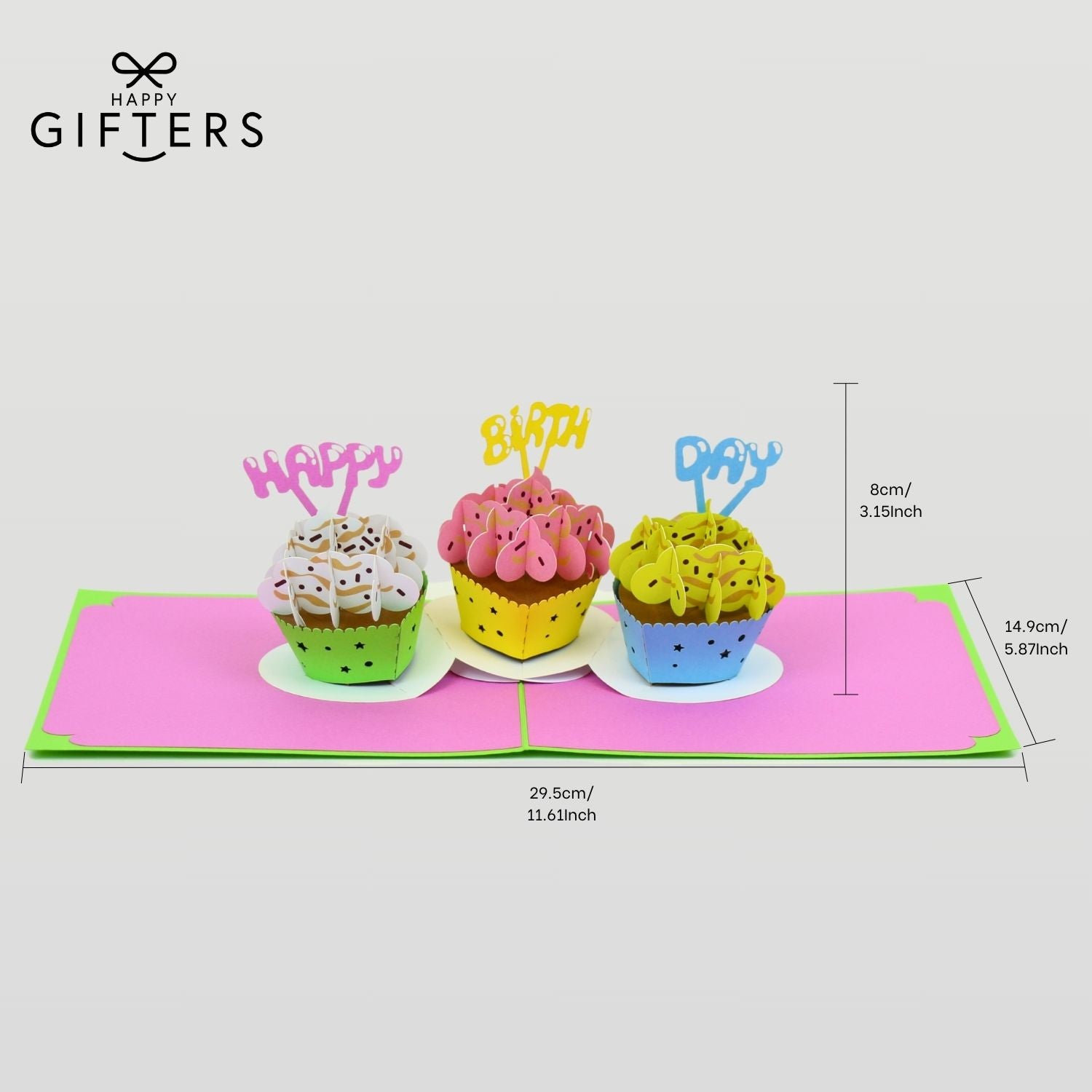 3D Pop Up Greeting Card BIRTHDAY CUPCAKES