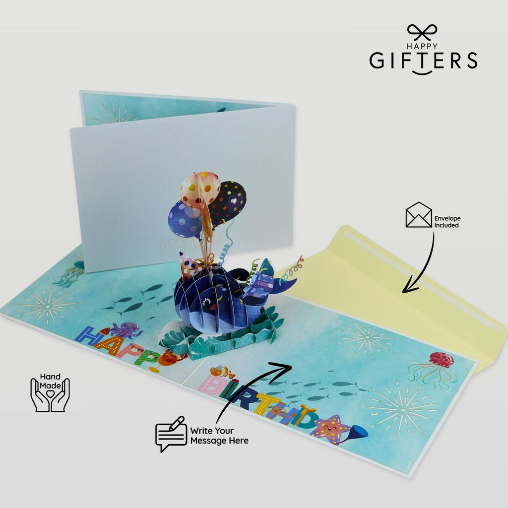 3D Pop Up Greeting Card BIRTHDAY WHALE