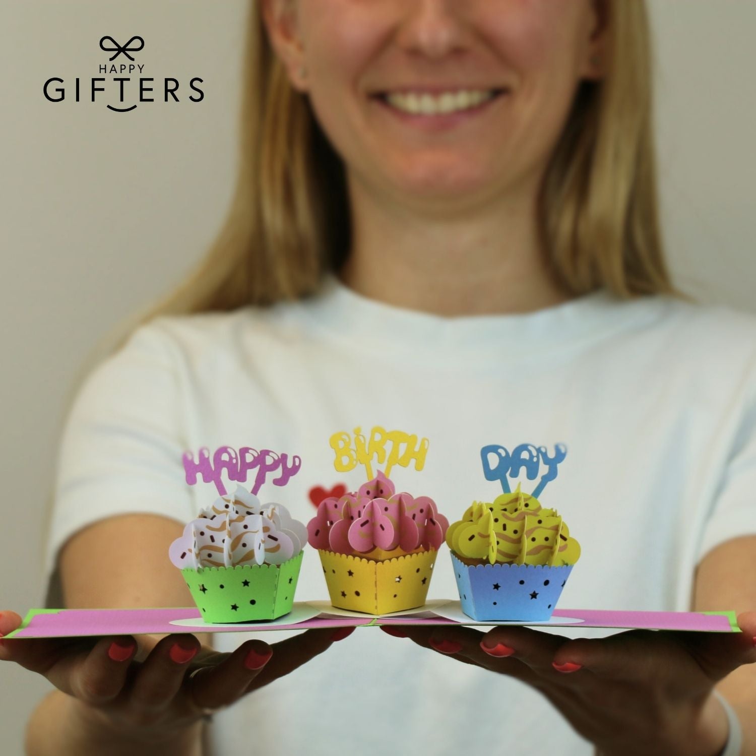 3D Pop Up Greeting Card BIRTHDAY CUPCAKES