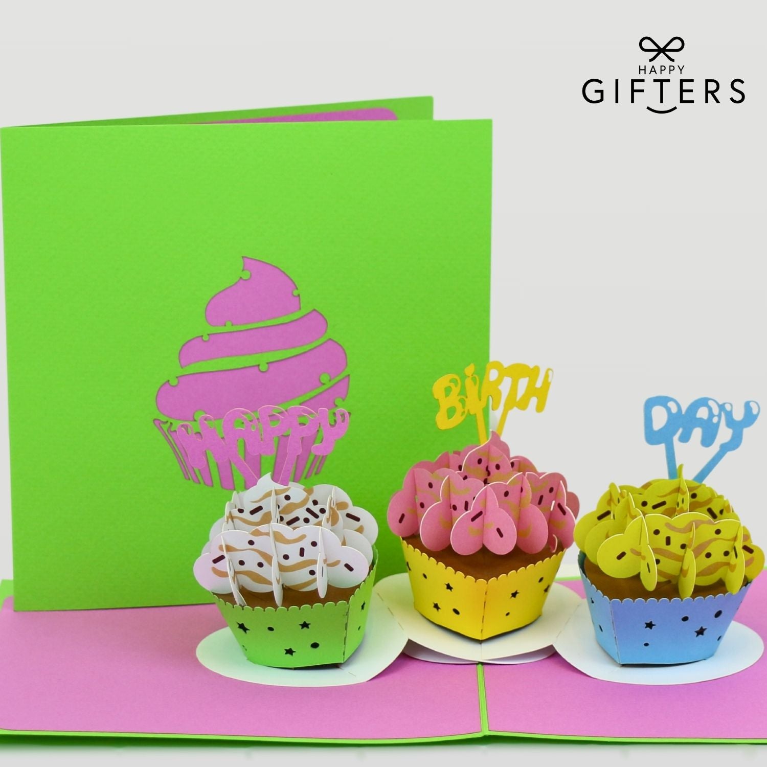 3D Pop Up Greeting Card BIRTHDAY CUPCAKES