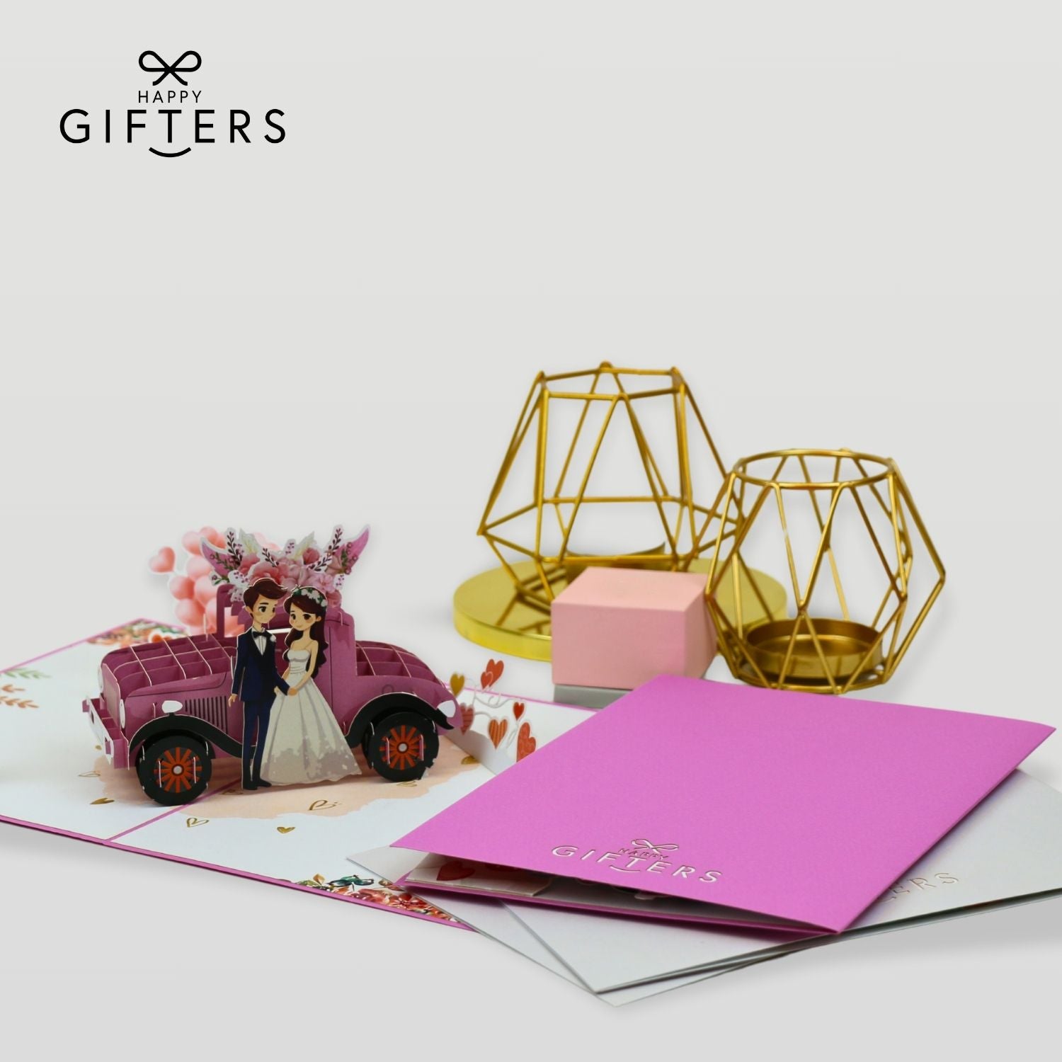 3D Pop Up Greeting Card WEDDING CAR