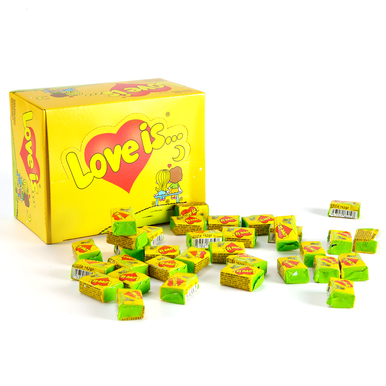 Bubble Gum Love Is Pineapple-Coconut, box of 100pcs