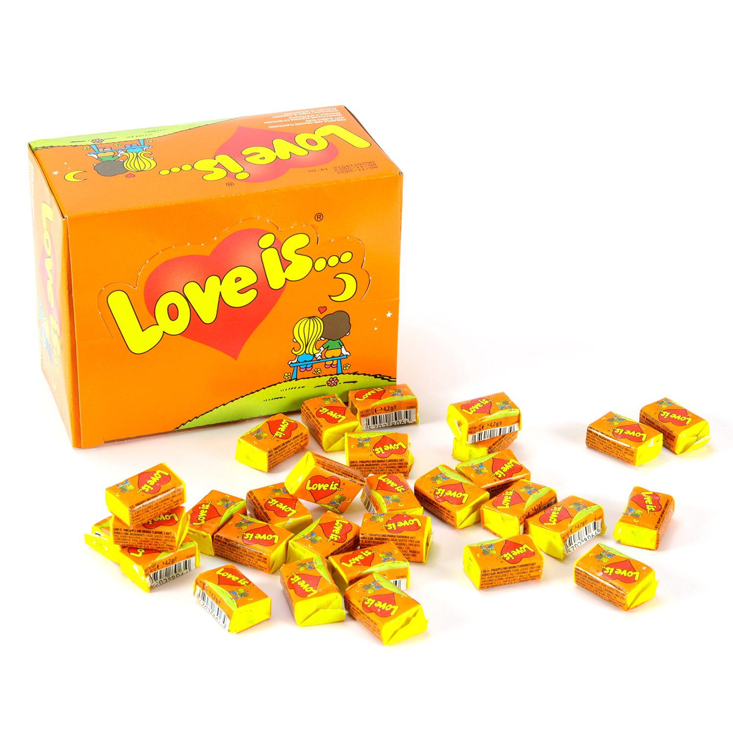 Bubble Gum Love Is Orange-Pineapple, 100pcs