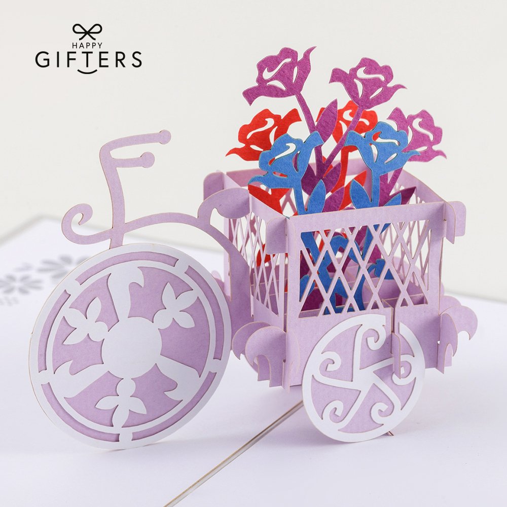 3D Pop Up Greeting Card FLOWER BASKET