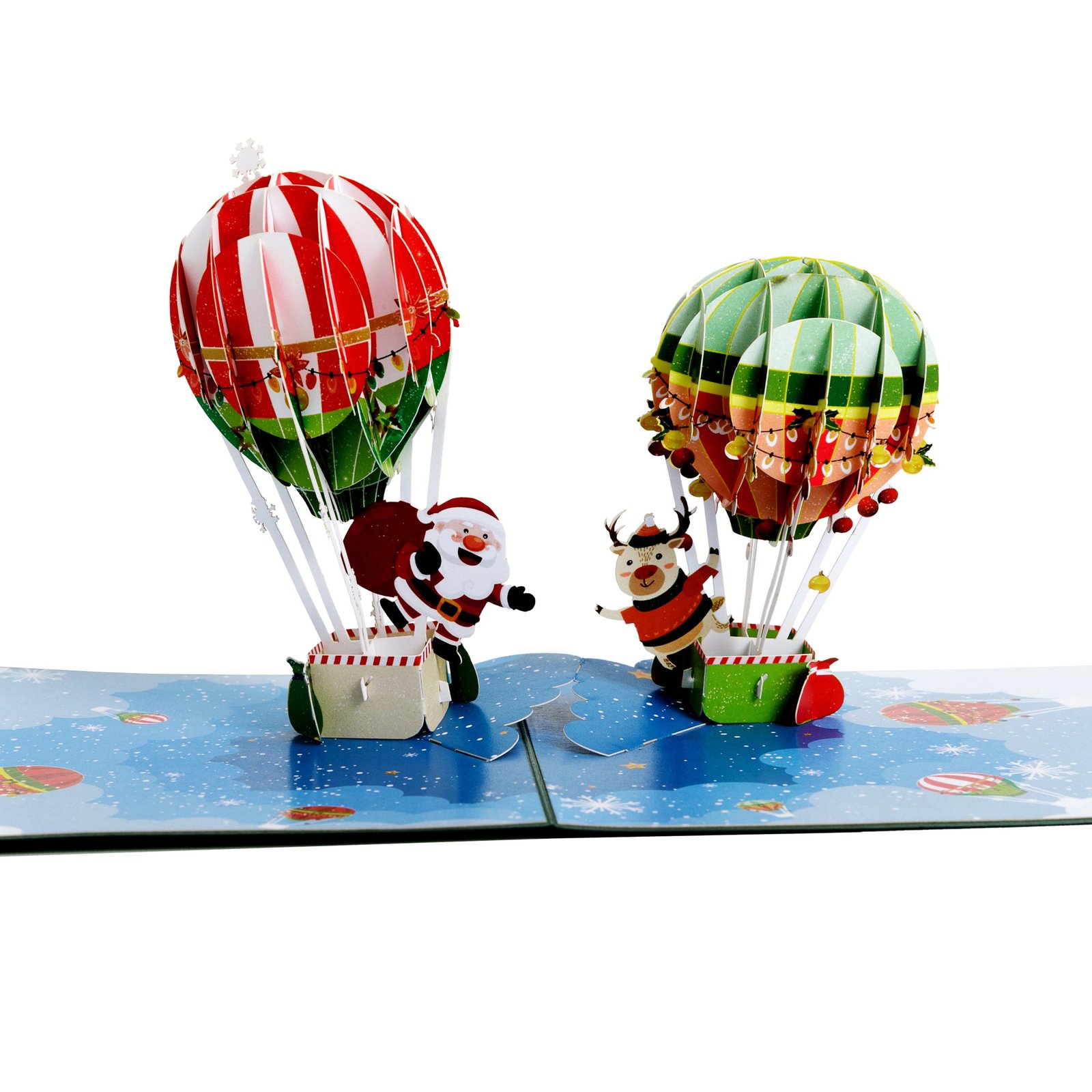 3D Pop Up Christmas Greeting Card SANTA HOT AIR BALLOON