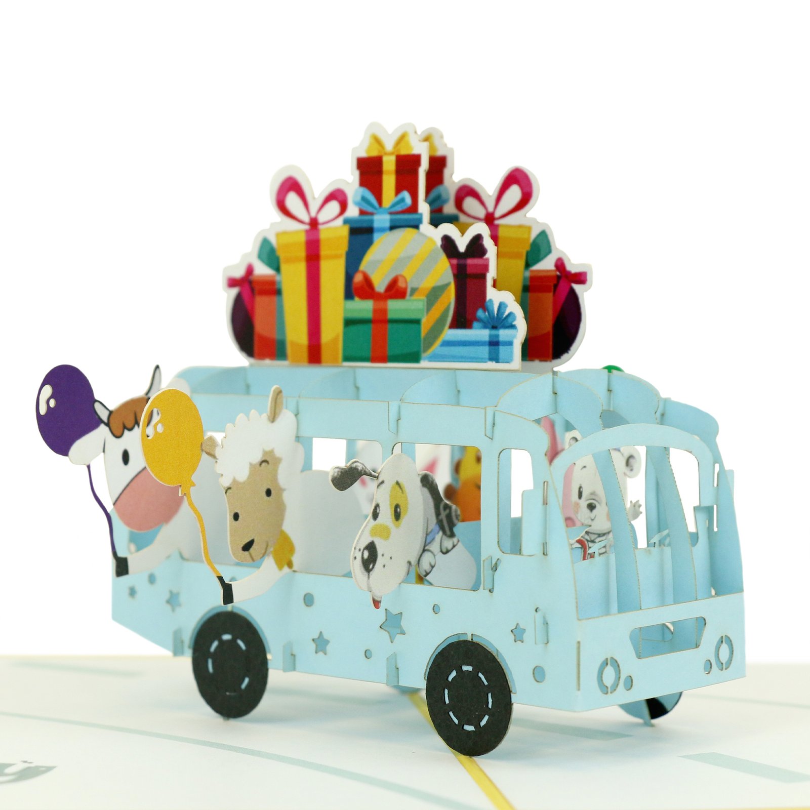 3D Pop Up Birthday Card PARTY BUS