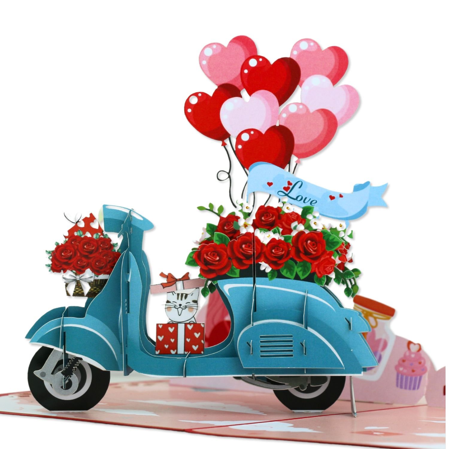 Handmade 3D Pop Up Wedding Greeting Card VESPA